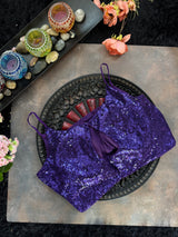 Purple Sequins Spaghetti Strap Blouse 38
