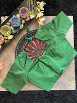 Green Vaira Ooosie Silk Leave Neck Blouse 38