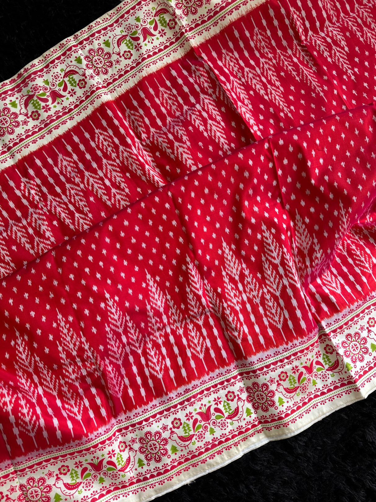 Ikkat with digital print border Pure Silk Handloom