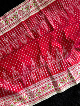 Ikkat with digital print border Pure Silk Handloom
