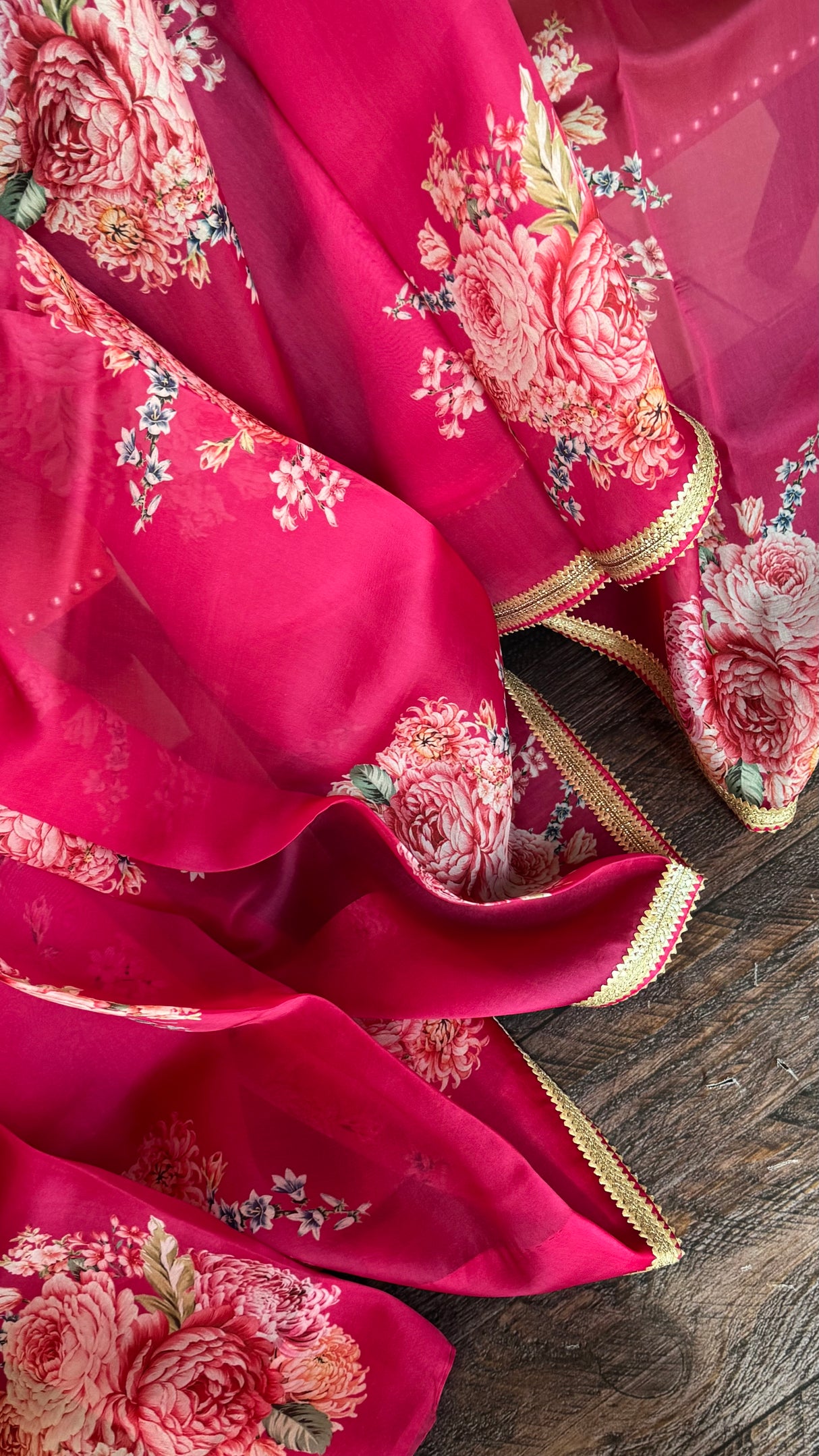Rani Pink Floral Organza