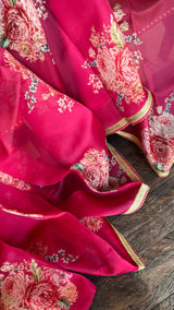 Rani Pink Floral Organza