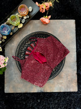 Maroon Sequins Spaghetti Strap Blouse 36 38
