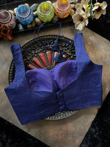 Navy Blue Tissue Sleeveless Blouse 38