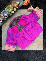 Purple Magenta Dual shade Yeola Paithani Narali Border Handloom Pure Silk