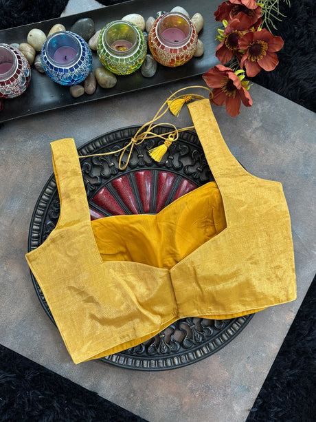 Yellow Gold Tissue Sleeveless Blouse 36