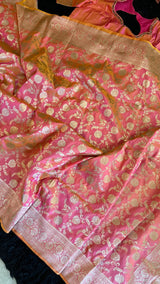 Salmon Color Banaras Katan Silk