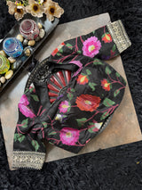 Black Mint Green Shimmer Tissue Crepe