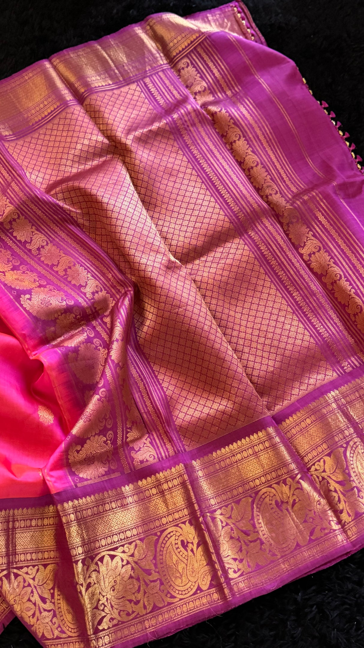 Pink Magenta Gadwal Handloom Pure Silk