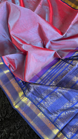 Lavender Royal Blue Combo Silk Cotton Kanchipuram