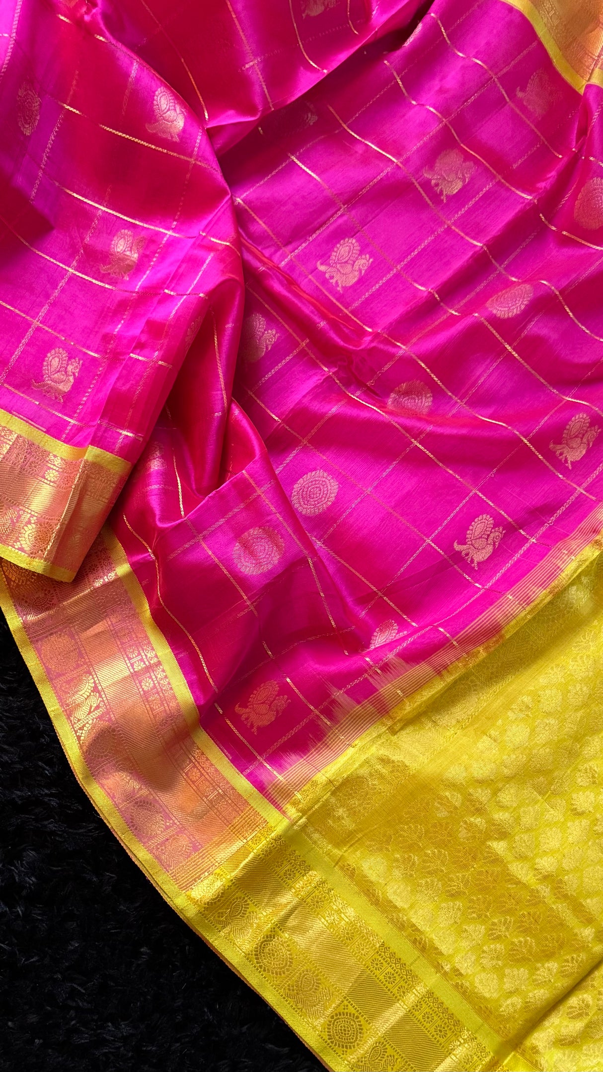 Pink with Sampangi Combo Palam Pazhamum Silk Cotton Kanchipuram