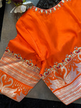 Orange Venkatagiri Pure SIlk Handloom