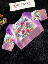 Purple Hand Painted Tussar Silk