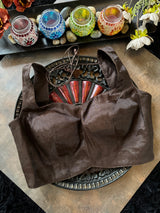 Chocolate Brown Tissue Sleeveless Blouse 38