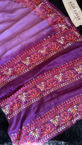 Purple Kathiawadi Hand Embroidered