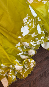 Soft Chartreuse Organza With Applique