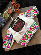 White Hand Embroidered Blouse 36 Peacock Parrot