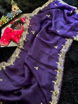 Purple Organza With Pink Contrats Blouse