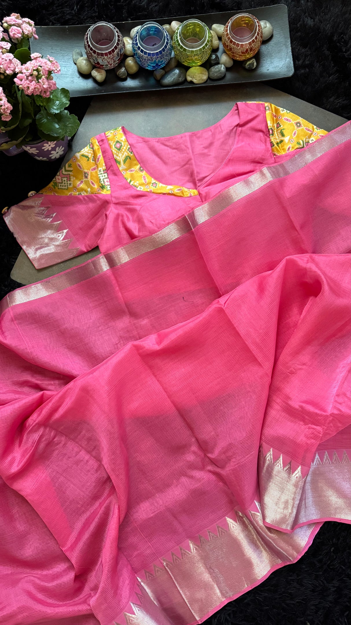 Bubblegum Pink Mangalgiri Pattu