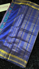 Lavender Royal Blue Combo Silk Cotton Kanchipuram