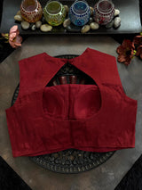 Red Tissue Closed Shoulder Sleeveless Blouse 36
