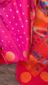 Strawberry Pink/Red Maharani Paithani