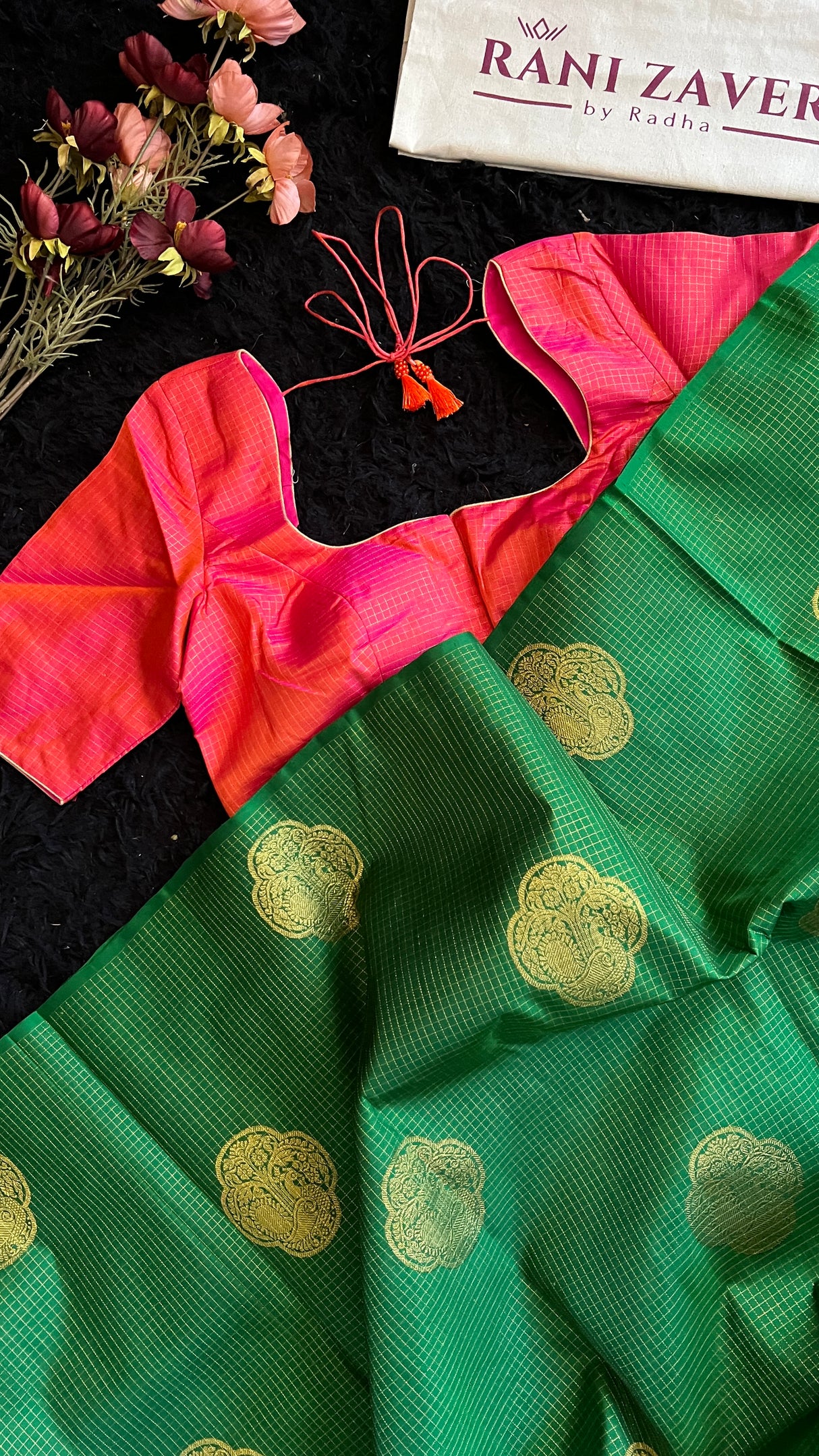 Korvai Kanchipuram borderless pure silk Green