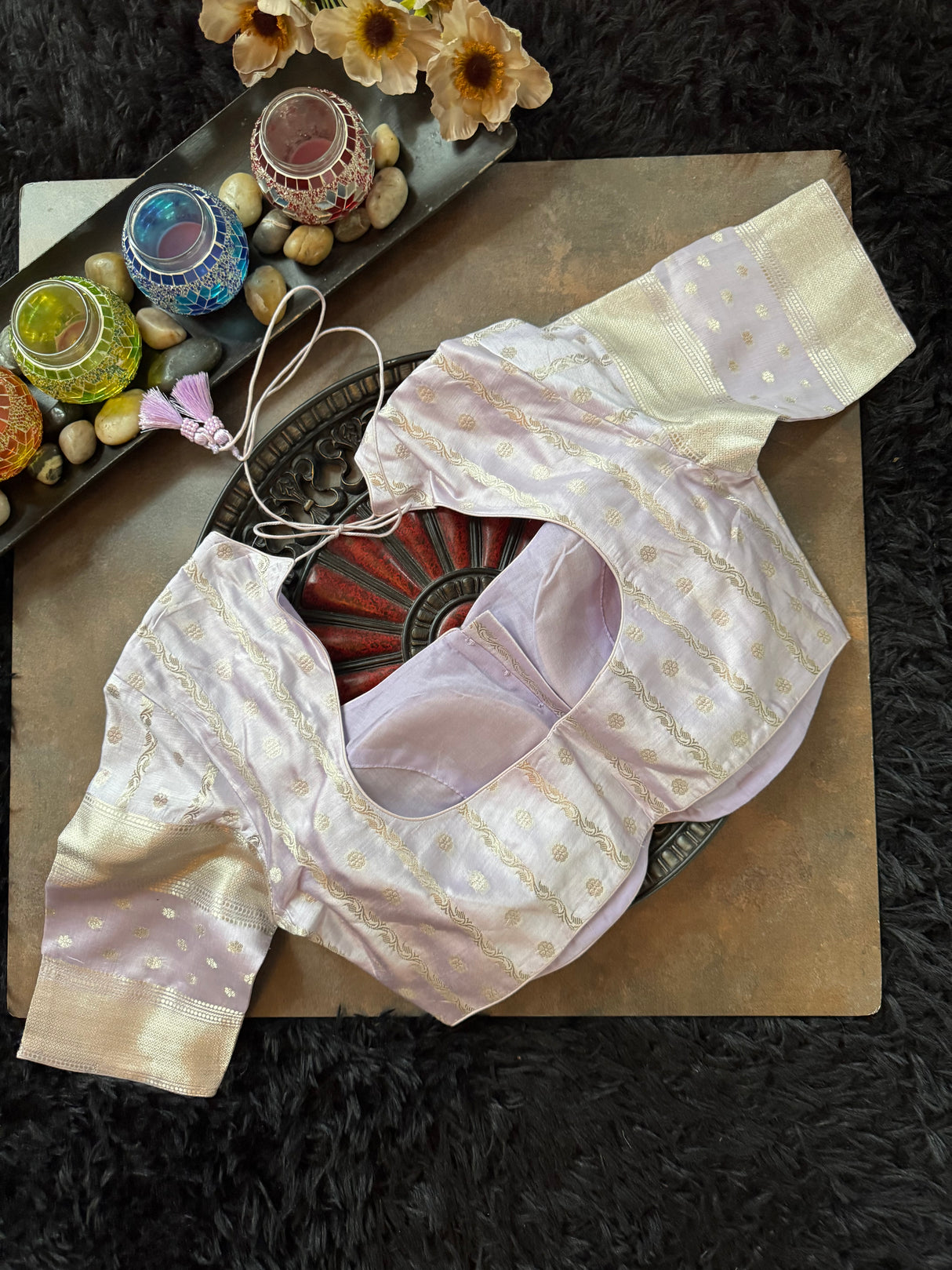 Red Lilac Banaras Raw Mango Silk