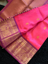 Pink Magenta Gadwal Handloom Pure Silk