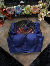 Navy Blue Tissue Sleeveless Blouse 38