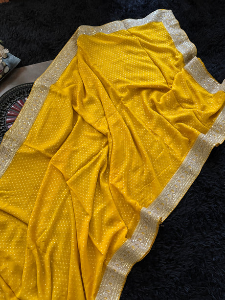 Yellow Georgette With Sabyasachi Borders