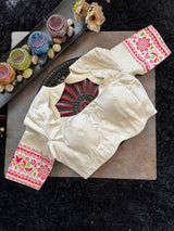 Ikkat with digital print border Pure Silk Handloom