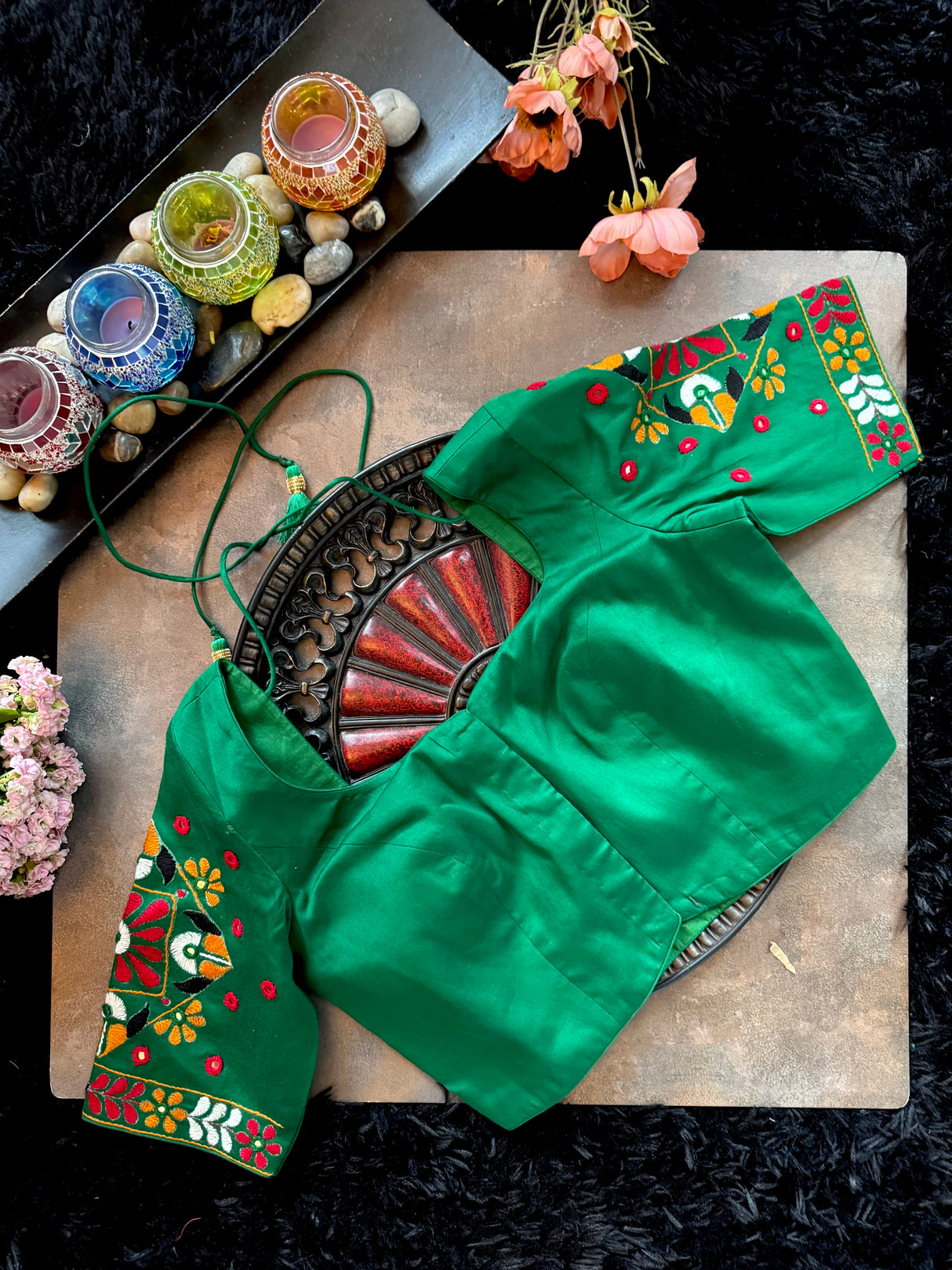 Green Hand Embroidered Blouse 38