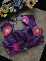 Purple Closed Shoulder Floral Embroidered
