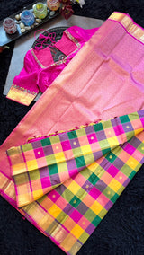 Multi color paalum Pazhamum korvai Kanchipuram pure silk
