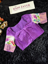 Purple Hand Painted Tussar Silk