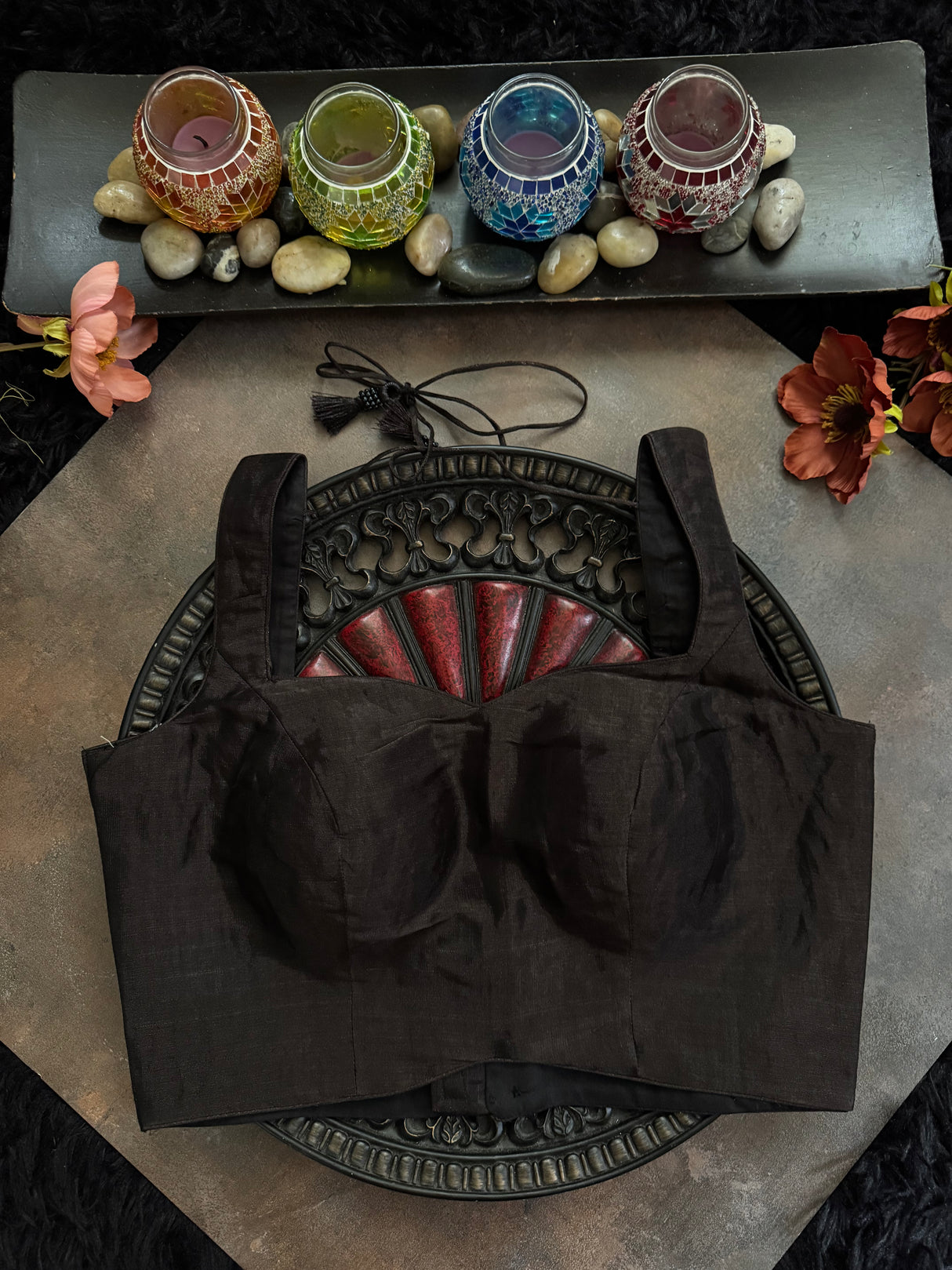 Black Tissue Sleeveless Blouse 36