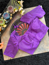 Purple Vaira Ooosie Silk Leave Neck Blouse 38