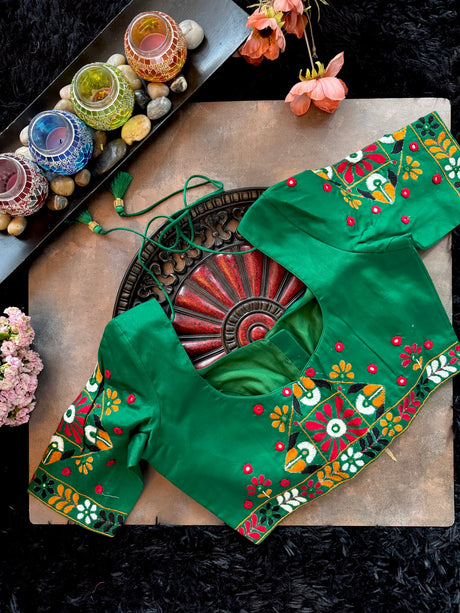 Green Hand Embroidered Blouse 38