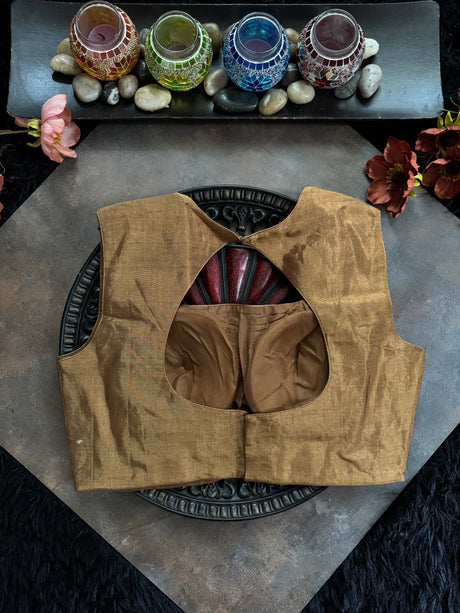 Brass Gold  Closed Shoulder Sleeveless Blouse 36