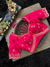 Purple Organza With Pink Contrats Blouse