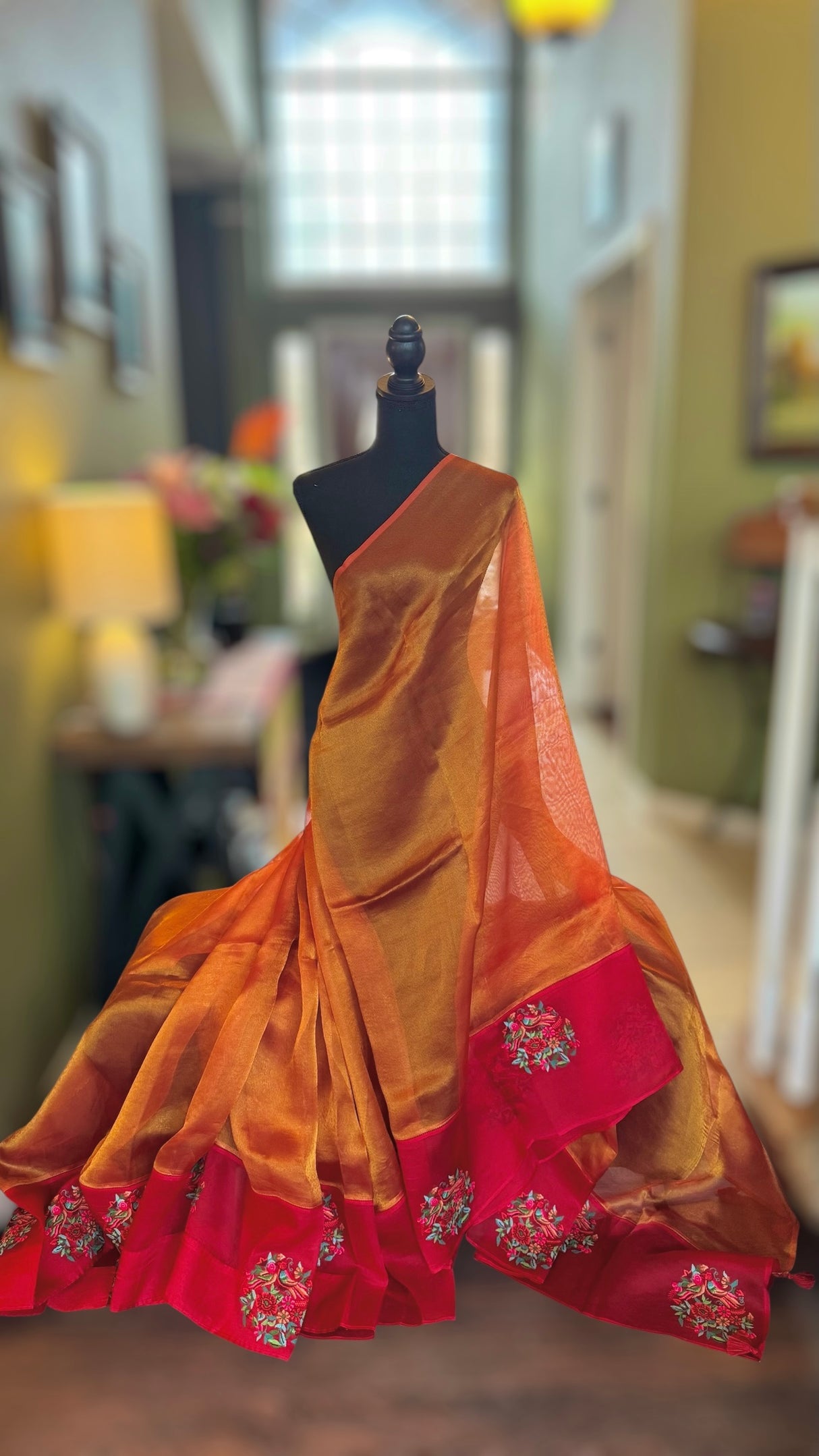 Metallic Tissue with Rust Organza