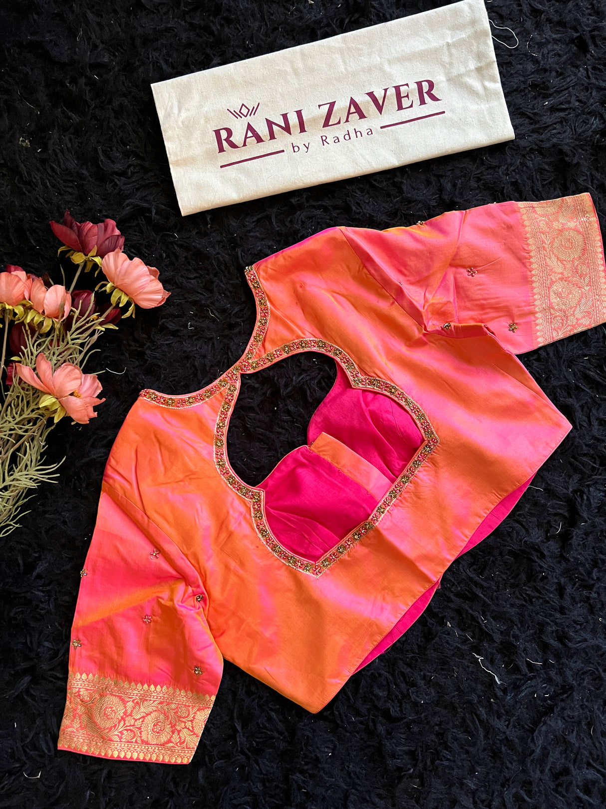 Salmon Color Banaras Katan Silk