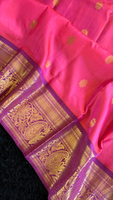 Pink Magenta Gadwal Handloom Pure Silk