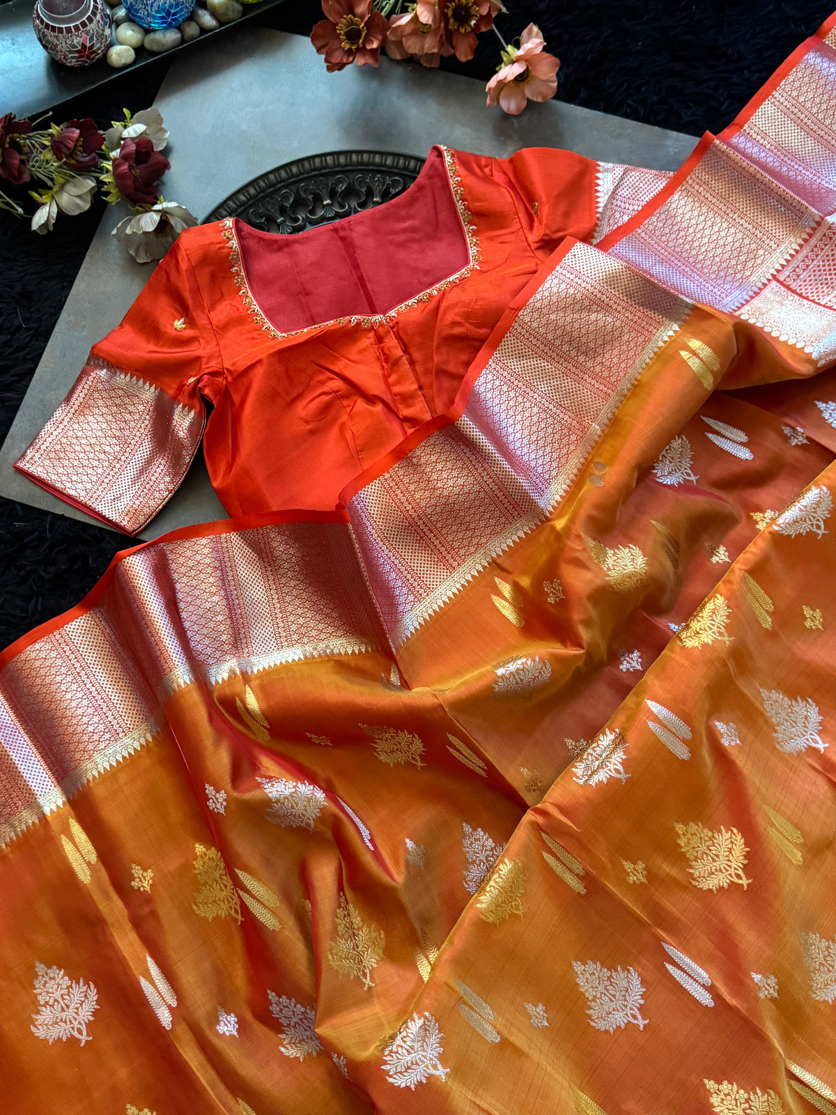 Rust Venkatagiri Pure SIlk Handloom