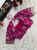 Pink embroidered Silk Blouse 40