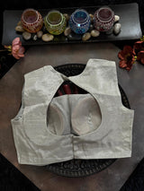 Silver Tissue Closed Shoulder Sleeveless Blouse 36