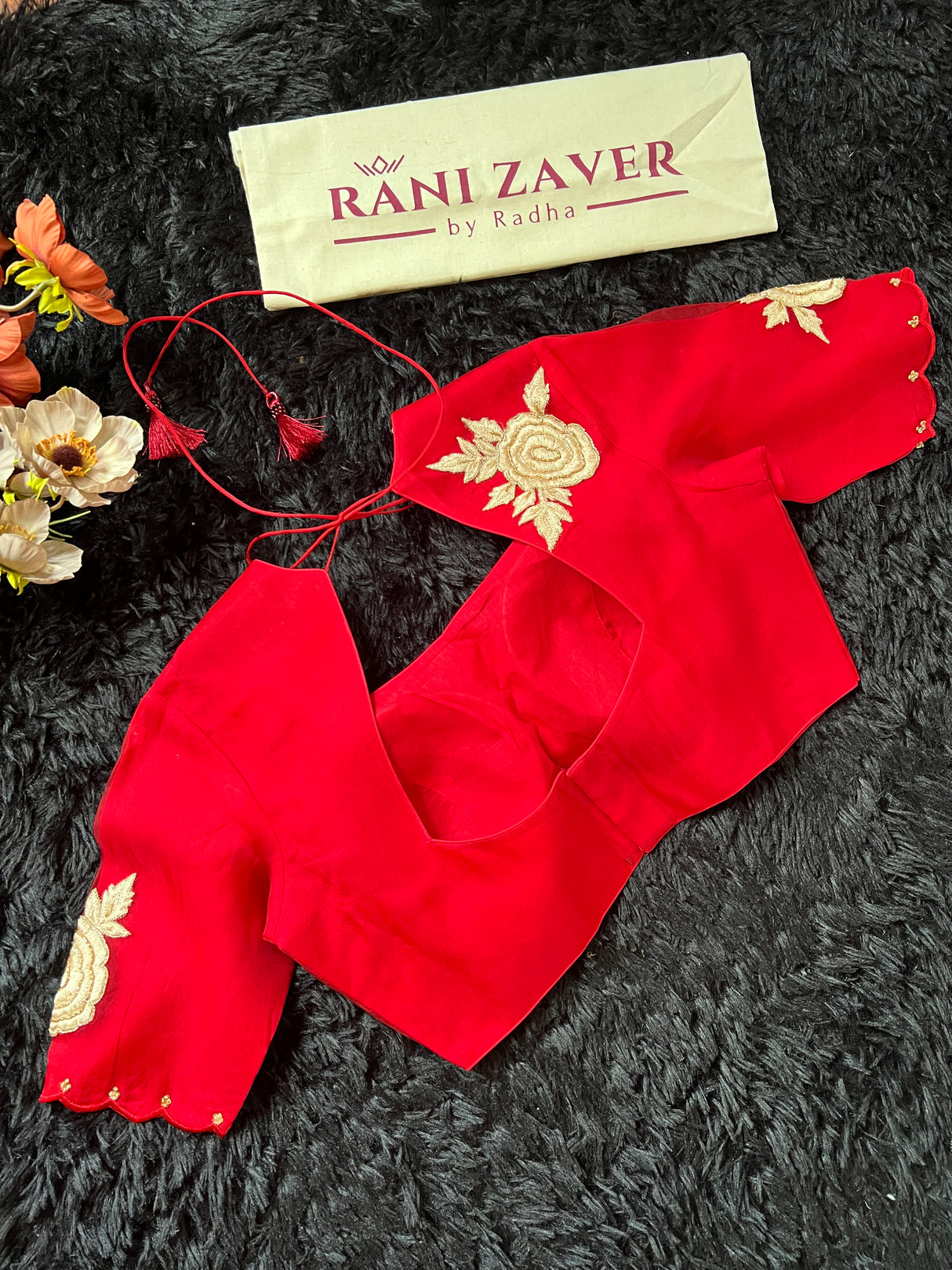 Red and Gold Combo Kora Organza