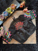 Black Hand Embroidered Blouse 38