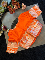 Orange Venkatagiri Pure SIlk Handloom